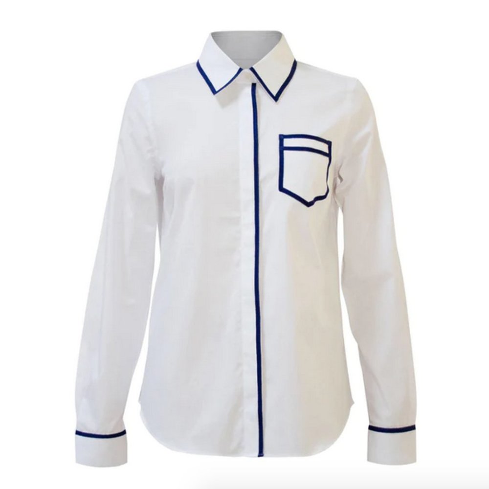 ISO Pink Tartan Stretch Poplin Trompe L'Oeil Shirt sz 0